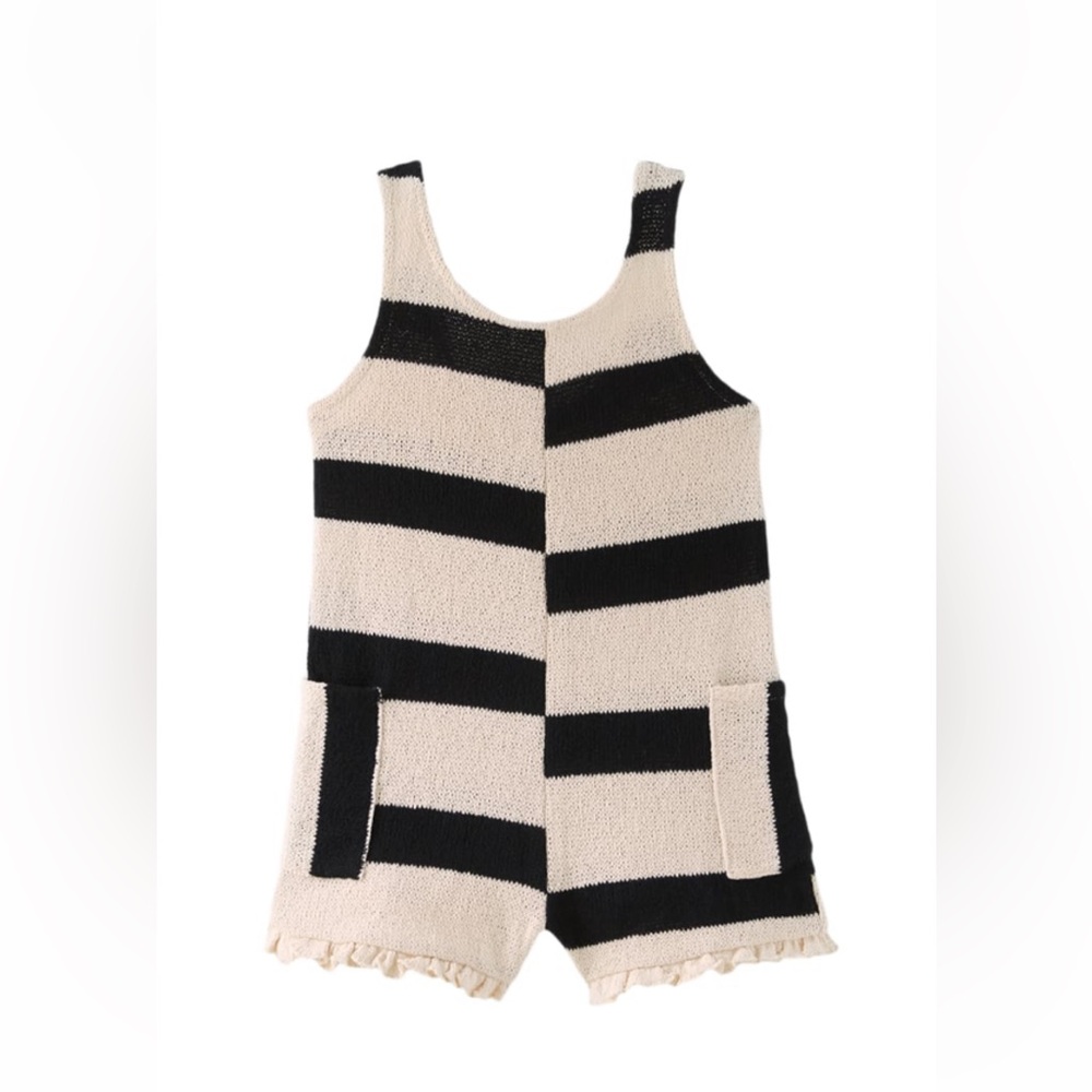 Zara 3T/4T romper jumpsuit knit crochet vintage look stripe striped